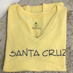 Santa Cruz V Neck 100% Cotton Yellow Shirt Sz XL